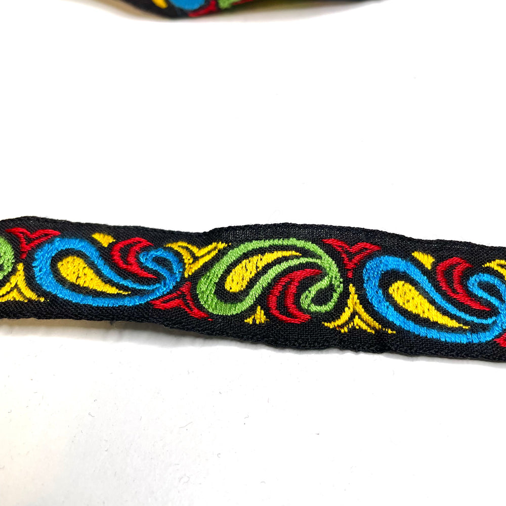 1" (25mm) Embroidered Tape Trim - Black Multi - 2.94M Bundle - FABCYCLE Deadstock and Sustainble Fabrics and Sewing Supplies (6660873617521)