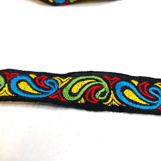 1" (25mm) Embroidered Tape Trim - Black Multi - 2.94M Bundle - FABCYCLE Deadstock and Sustainble Fabrics and Sewing Supplies (6660873617521)