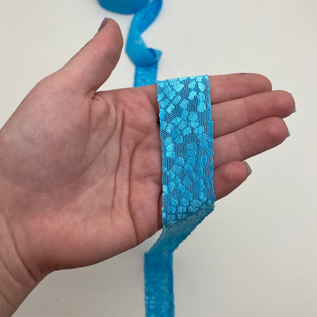 1" Bias Tape - Mesh Lace - Light Blue - FABCYCLE Deadstock and Sustainble Fabrics and Sewing Supplies (6539865718897)