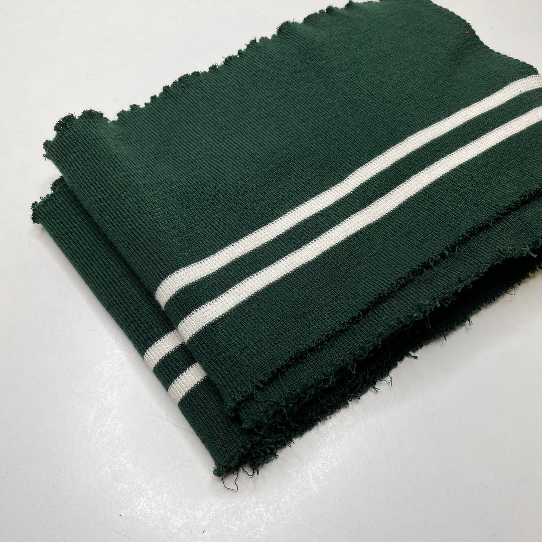 Ribbing - Double Width - Green/White Stripes - 2 Pack - FABCYCLE Deadstock and Sustainble Fabrics and Sewing Supplies (6823108313201)