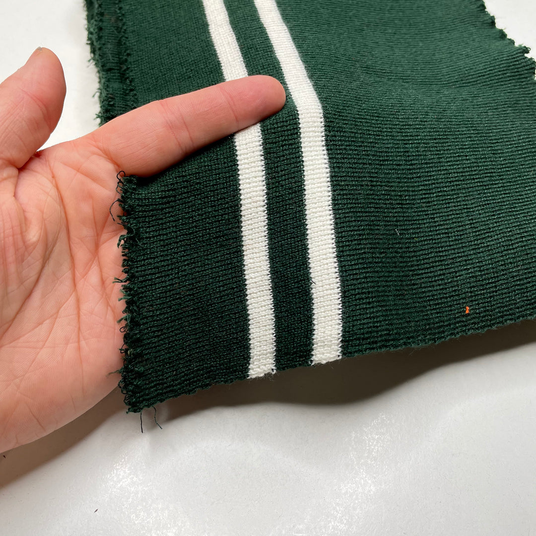 Ribbing - Double Width - Green/White Stripes - 2 Pack - FABCYCLE Deadstock and Sustainble Fabrics and Sewing Supplies (6823108313201)