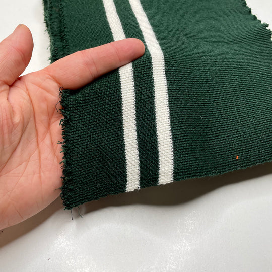 Ribbing - Double Width - Green/White Stripes - 2 Pack - FABCYCLE Deadstock and Sustainble Fabrics and Sewing Supplies (6823108313201)