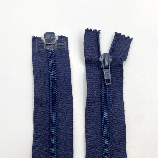 15” Coil Zipper - Separating - Navy Blue - FABCYCLE Deadstock and Sustainble Fabrics and Sewing Supplies (6575150760049)