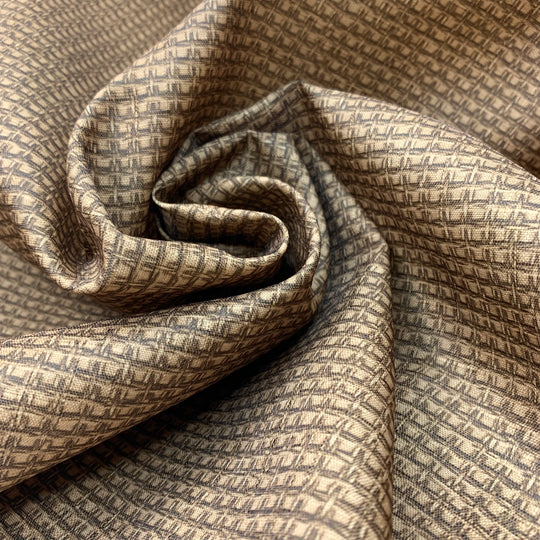 Never Weave Me - Polyester Blend Woven - Beige/Brown Abstract - 1.4M Bundle - FABCYCLE Deadstock and Sustainble Fabrics and Sewing Supplies (6734718206065)