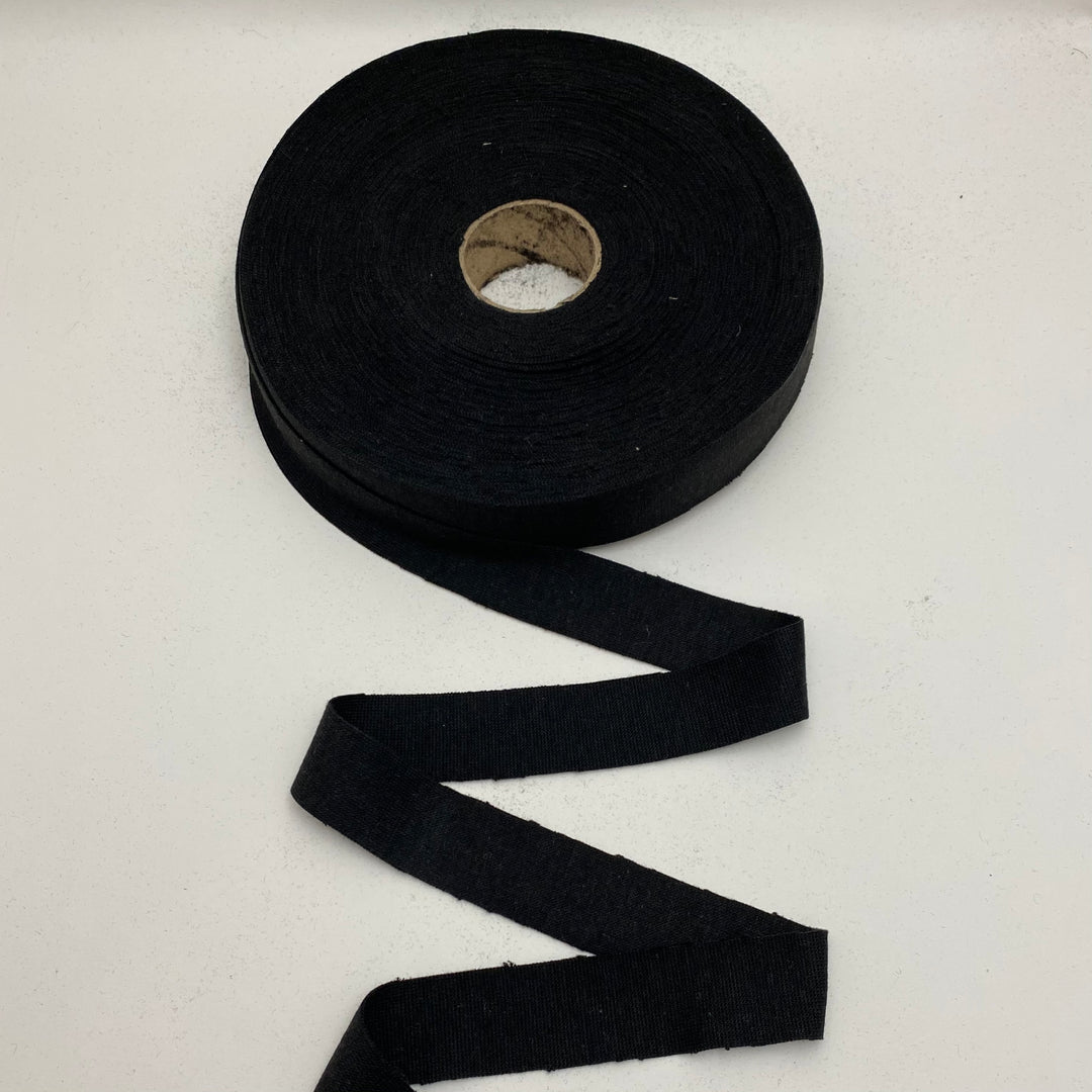 1" Bias Tape - Cotton/Spandex Knit - Black - FABCYCLE Deadstock and Sustainble Fabrics and Sewing Supplies (6539855265905)