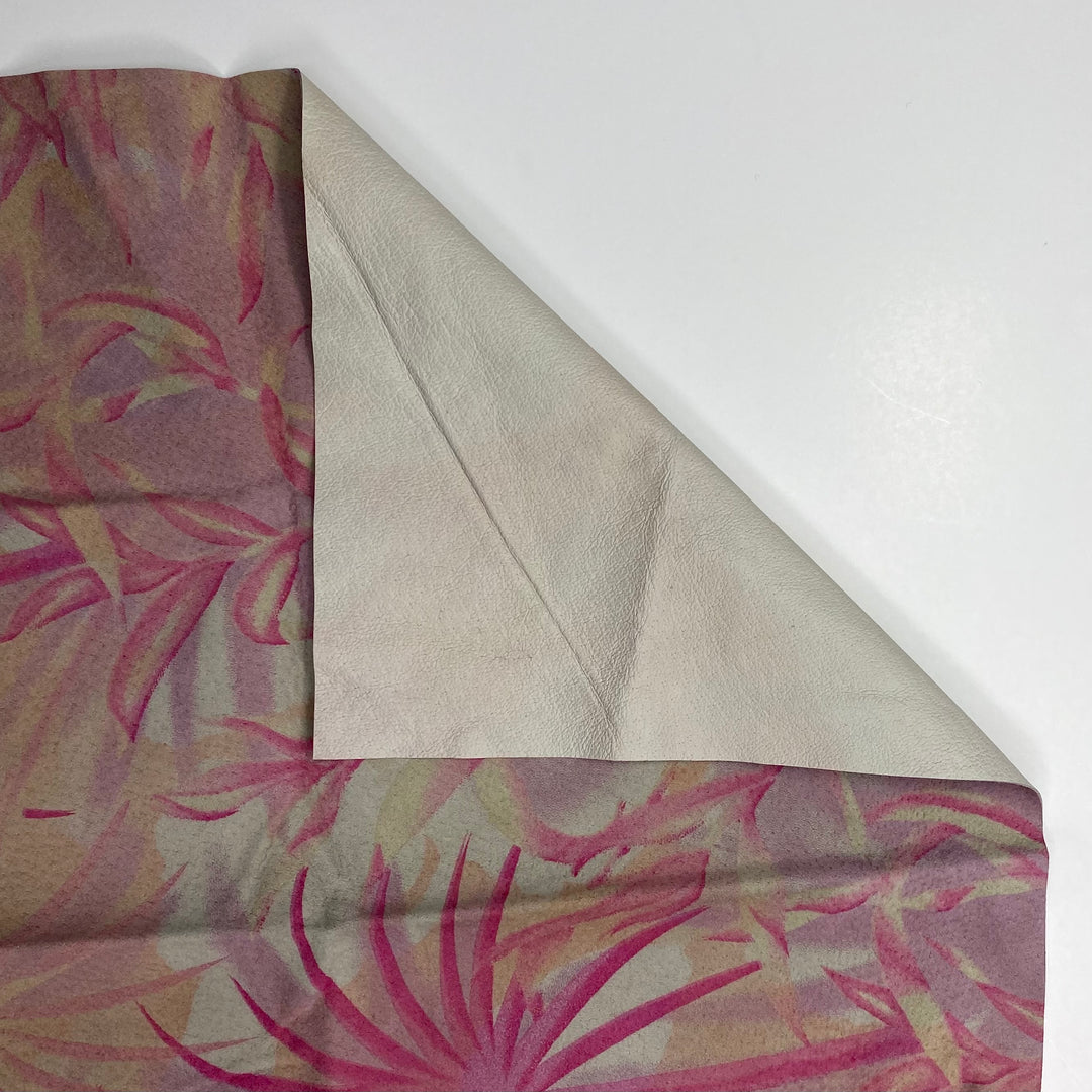 Printed Suede Leather - Pink Palm Party - Bundle - FABCYCLE Deadstock and Sustainble Fabrics and Sewing Supplies (6580291928177)