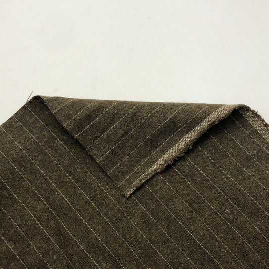 Waistcoat Pinstripes - Wool Woven - Olive Brown - 0.78M Bundle - FABCYCLE Deadstock and Sustainble Fabrics and Sewing Supplies (4585043492977)
