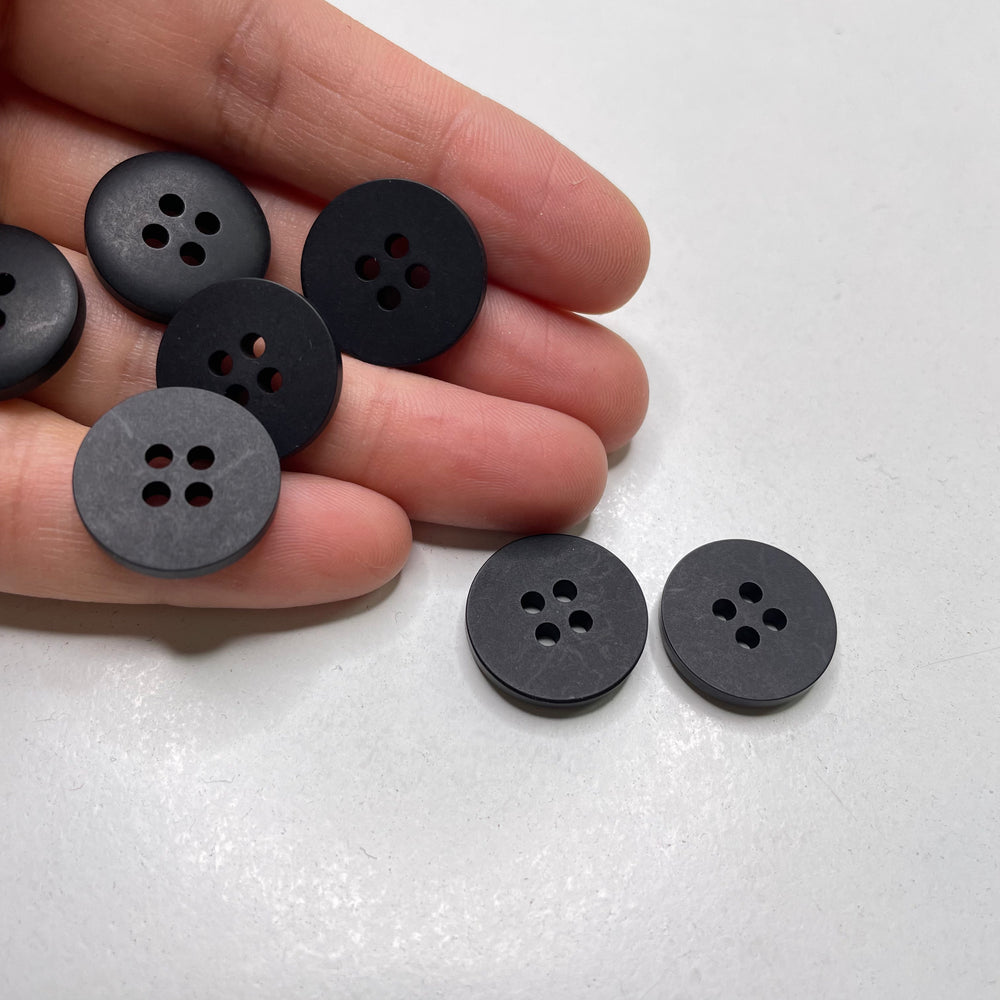 4 Hole Button - 18MM Plastic - Black - 50 Pack - FABCYCLE Deadstock and Sustainble Fabrics and Sewing Supplies (6744547819633)