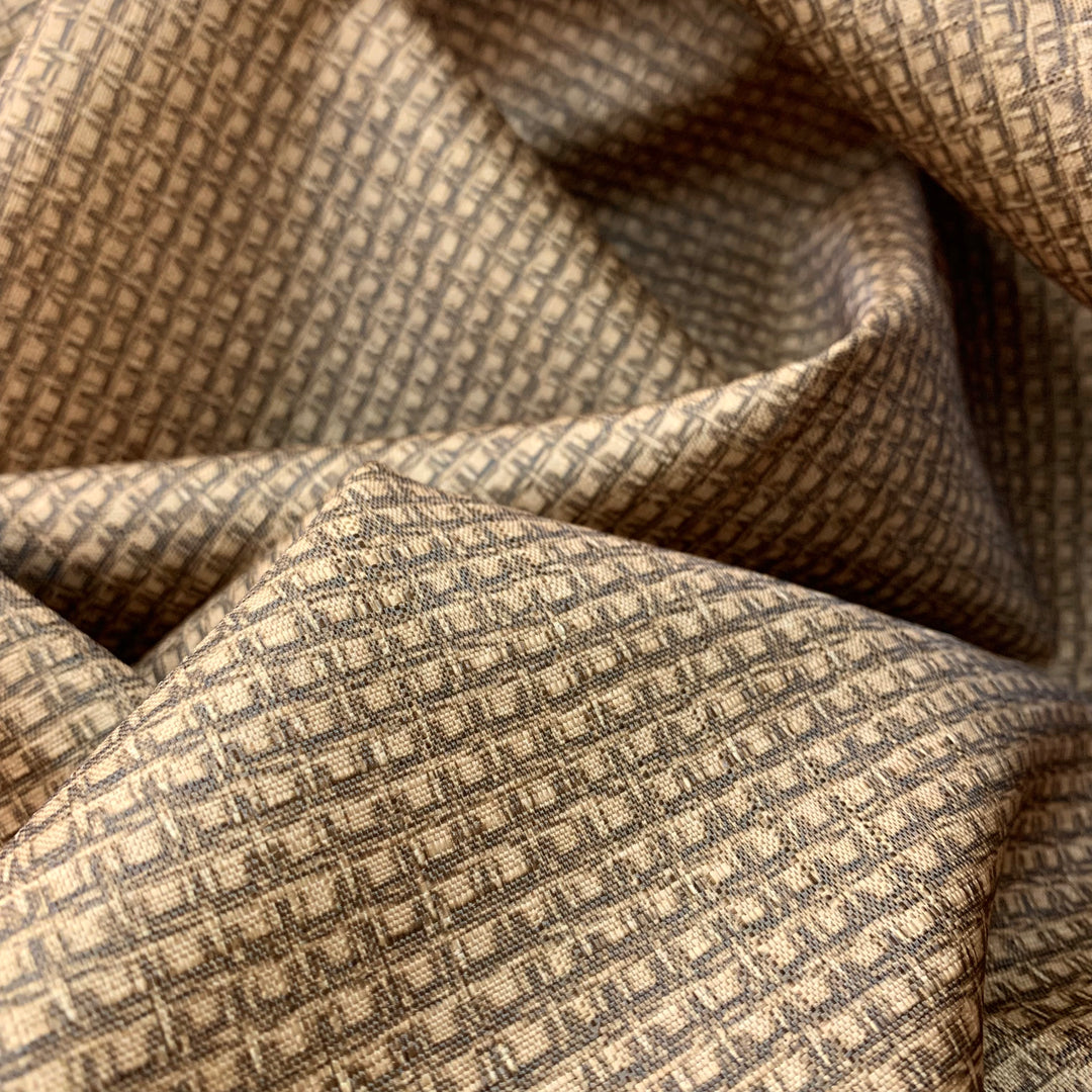 Never Weave Me - Polyester Blend Woven - Beige/Brown Abstract - 1.4M Bundle - FABCYCLE Deadstock and Sustainble Fabrics and Sewing Supplies (6734718206065)