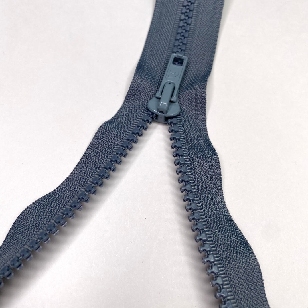 13” Molded Plastic Zipper - Separating - Grey - FABCYCLE Deadstock and Sustainble Fabrics and Sewing Supplies (6575198666865)