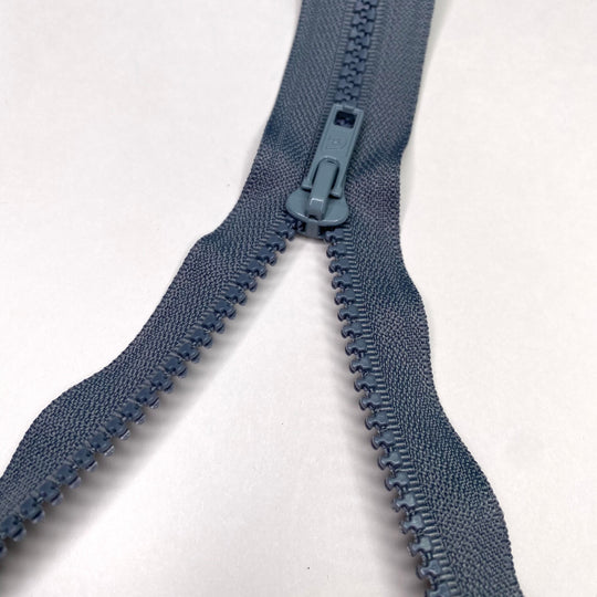 13” Molded Plastic Zipper - Separating - Grey - FABCYCLE Deadstock and Sustainble Fabrics and Sewing Supplies (6575198666865)
