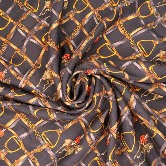 Horse Energy - Patterned Silk Poly Woven - Black Multi - 1.4M Bundle - FABCYCLE Deadstock and Sustainble Fabrics and Sewing Supplies (4644763828337)