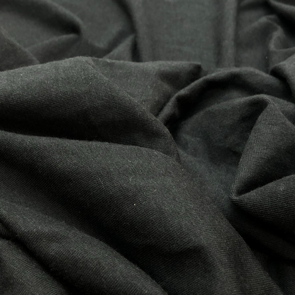 Bamboo/Cotton Stretch Jersey - Pure Black - 2.5M Bundle - FABCYCLE Deadstock and Sustainble Fabrics and Sewing Supplies (4574076338289)