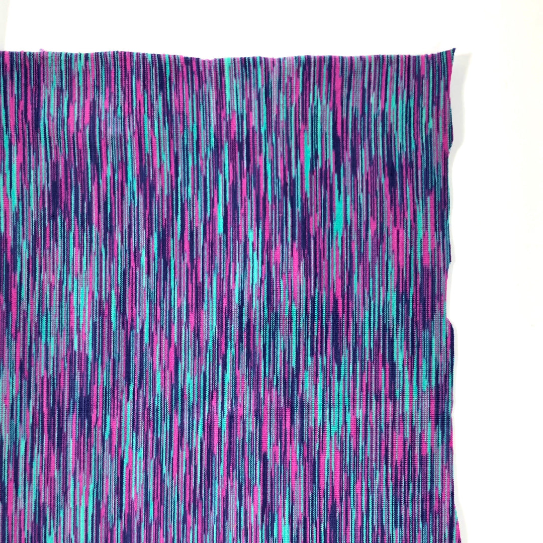High Vibrations - Polyester Blend Knit - Bright Purple / Pink / Turquoise / Black- 1/2 Meter - FABCYCLE Deadstock and Sustainble Fabrics and Sewing Supplies (4610659647601)