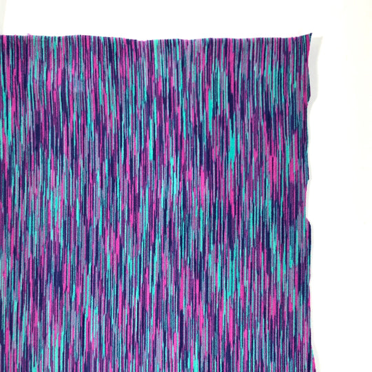 High Vibrations - Polyester Blend Knit - Bright Purple / Pink / Turquoise / Black- 1/2 Meter - FABCYCLE Deadstock and Sustainble Fabrics and Sewing Supplies (4610659647601)