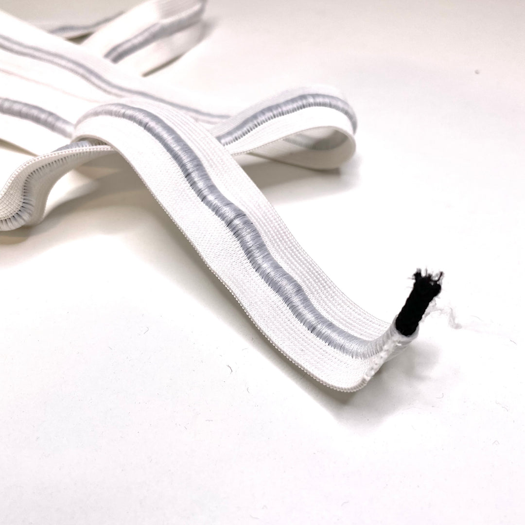 1 ¼" Drawcord Elastic - White/Black - 1M - FABCYCLE Deadstock and Sustainble Fabrics and Sewing Supplies (6660902191217)