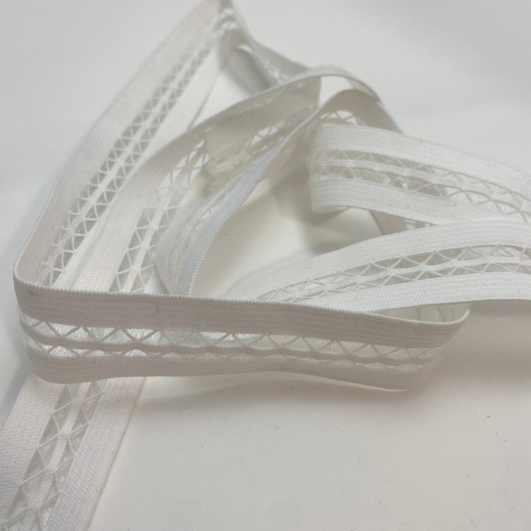1" Decorative Elastic Strap - Stretch - White - Per Metre - FABCYCLE Deadstock and Sustainble Fabrics and Sewing Supplies (6563431972977)