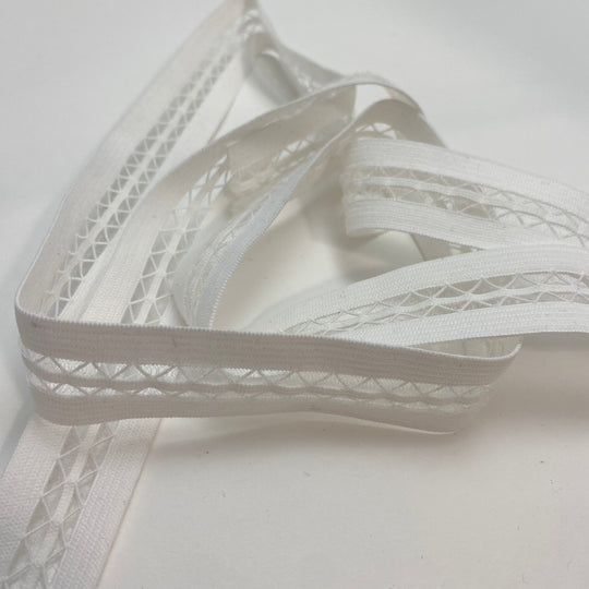 1" Decorative Elastic Strap - Stretch - White - Per Metre - FABCYCLE Deadstock and Sustainble Fabrics and Sewing Supplies (6563431972977)