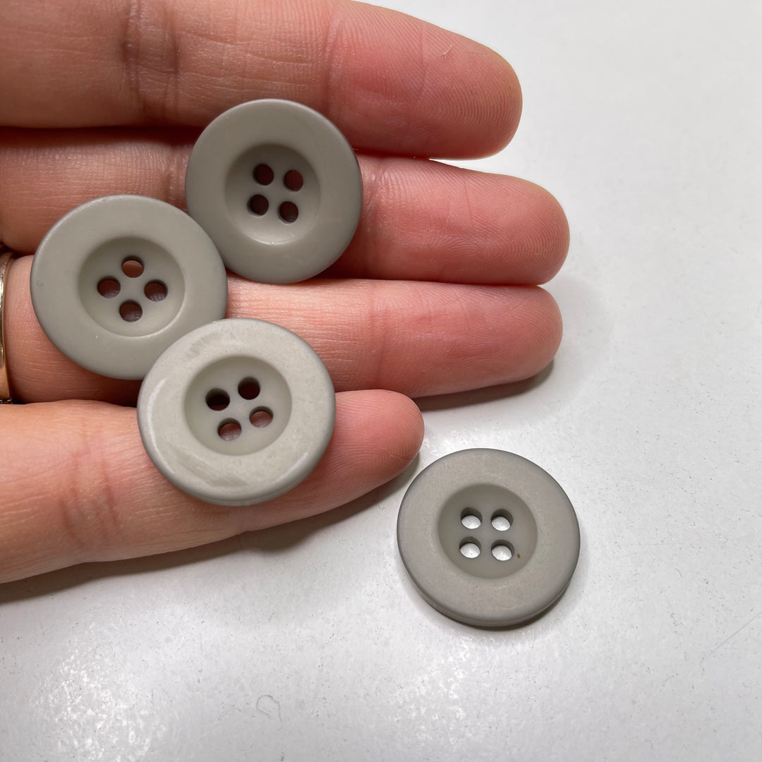 4 Hole Button - 20MM Plastic - Grey - 10 Pack - FABCYCLE Deadstock and Sustainble Fabrics and Sewing Supplies (6744548638833)