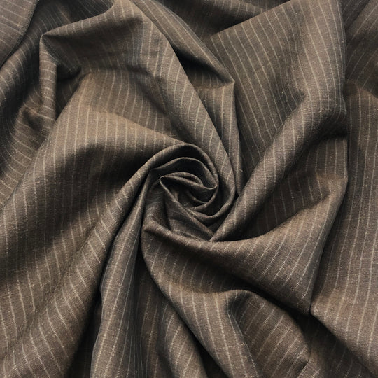 Gravy Brown Pinstripe - Wool Linen Woven - Brown / Grey - 1.15M Bundles - FABCYCLE Deadstock and Sustainble Fabrics and Sewing Supplies (4584927756401)