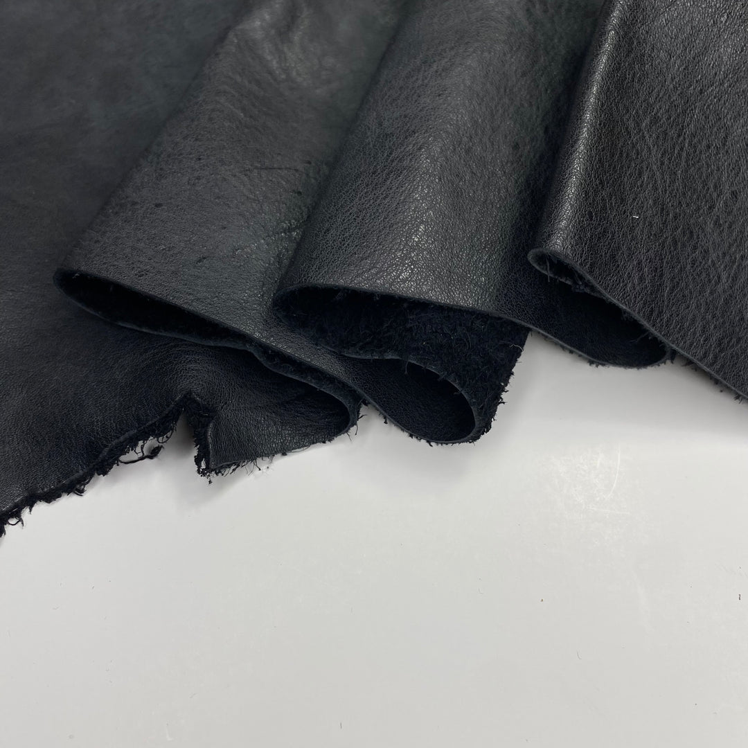 Suede Backed Leather - Black Obsidian - Bundle - FABCYCLE Deadstock and Sustainble Fabrics and Sewing Supplies (6580292354161)