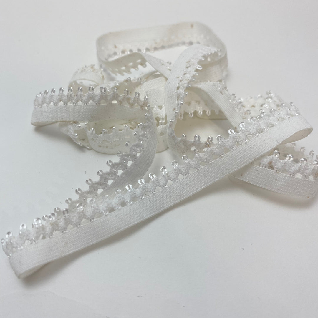 1/2" Decorative Elastic Strap - Stretch - White - 1.4M Bundle - FABCYCLE Deadstock and Sustainble Fabrics and Sewing Supplies (6563405889649)