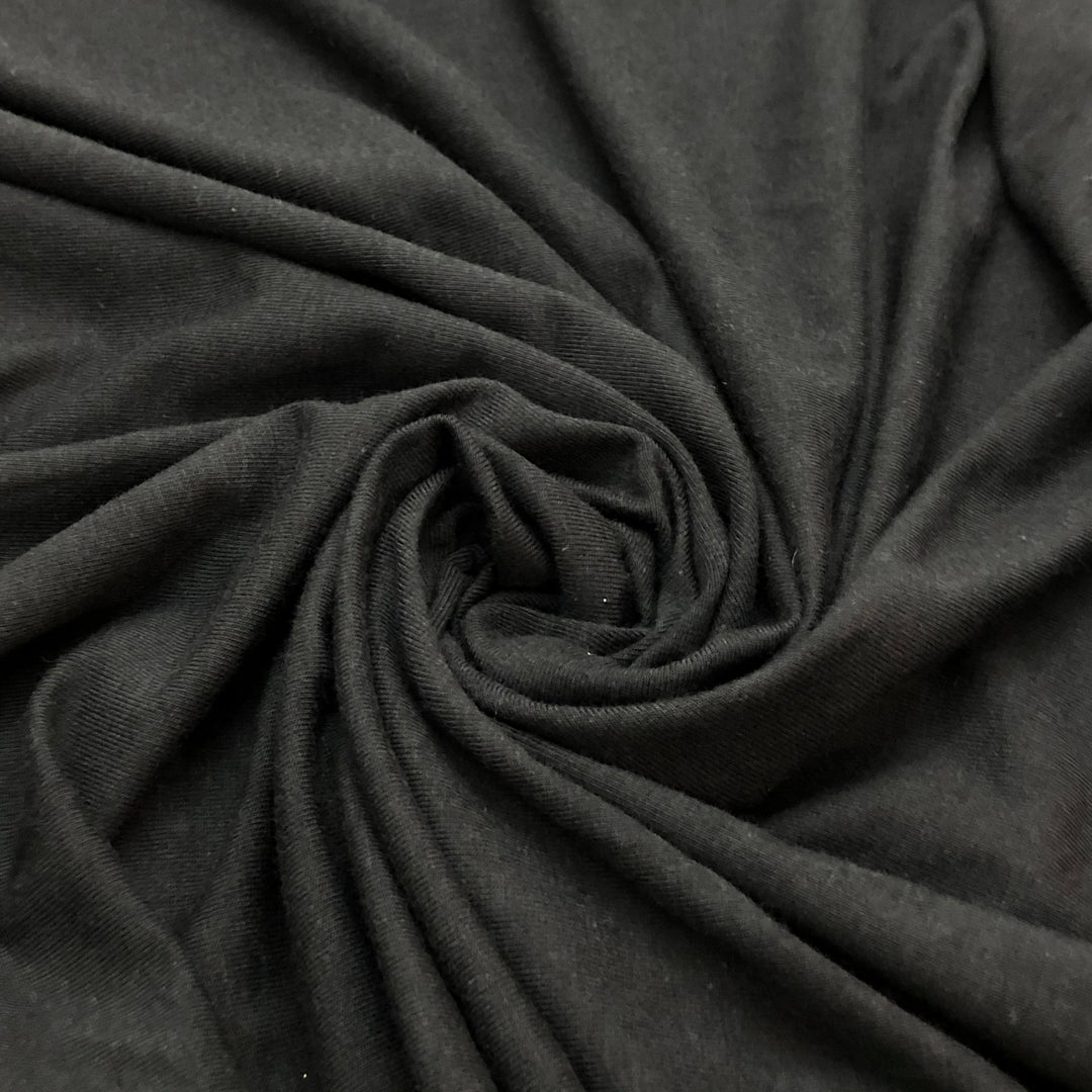 Bamboo/Cotton Stretch Jersey - Pure Black - 2.5M Bundle - FABCYCLE Deadstock and Sustainble Fabrics and Sewing Supplies (4574076338289)