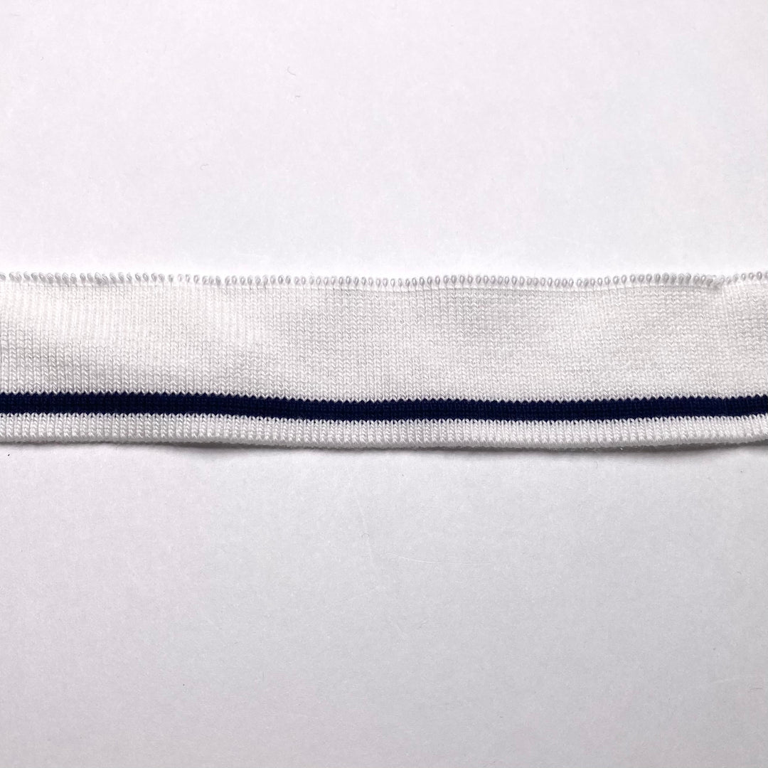 Cuffs Ribbing - White/Navy Stripes - FABCYCLE Deadstock and Sustainble Fabrics and Sewing Supplies (6589102489713)