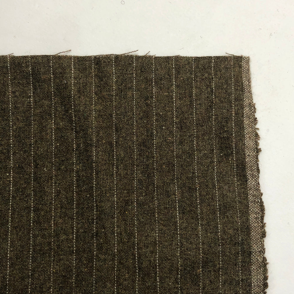 Waistcoat Pinstripes - Wool Woven - Olive Brown - 0.78M Bundle - FABCYCLE Deadstock and Sustainble Fabrics and Sewing Supplies (4585043492977)